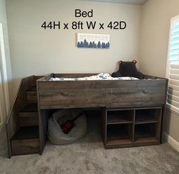 Kids Loft Bed with Stairs and Storage
