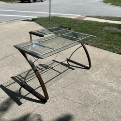 Glass Top Desk, Cherry/Silver Color