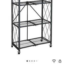 Origami R4 4-Tier Folding Shelf Garage Shelving Heavy Duty Shelving with Wheels, Metal Storage Rack Holds 600 pounds, Garage Storage Rack & Organizati
