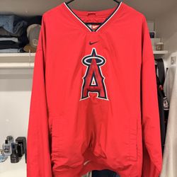 Authentic Nike Anaheim Angels MLB Lined Pullover Jacket Side Zipper And Pockets Red Lrg