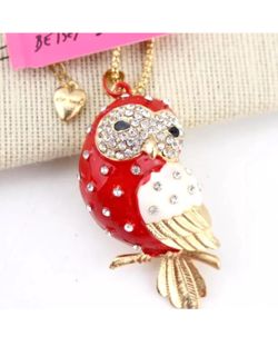 Crystal Red Owl Necklace