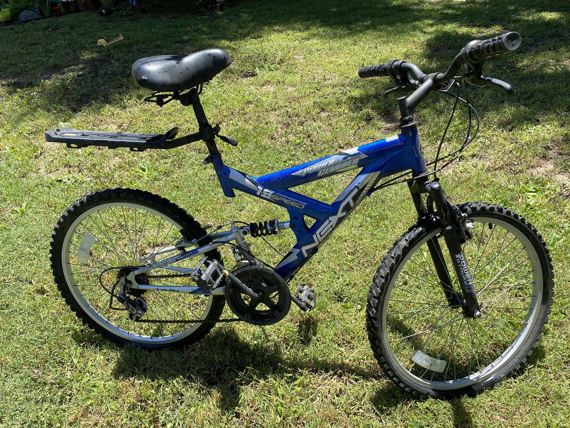 Next Blue Adult Bike Power Climber 18 Speed Full Suspension