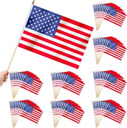Newwiee 225 Pcs American Flags on Stick 12 x 18 Inch#3216KR5