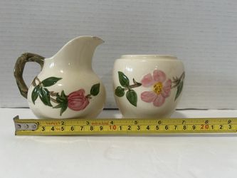 Vintage Franciscan Pink Desert Rose Creamer And Sugar Bowl Set
