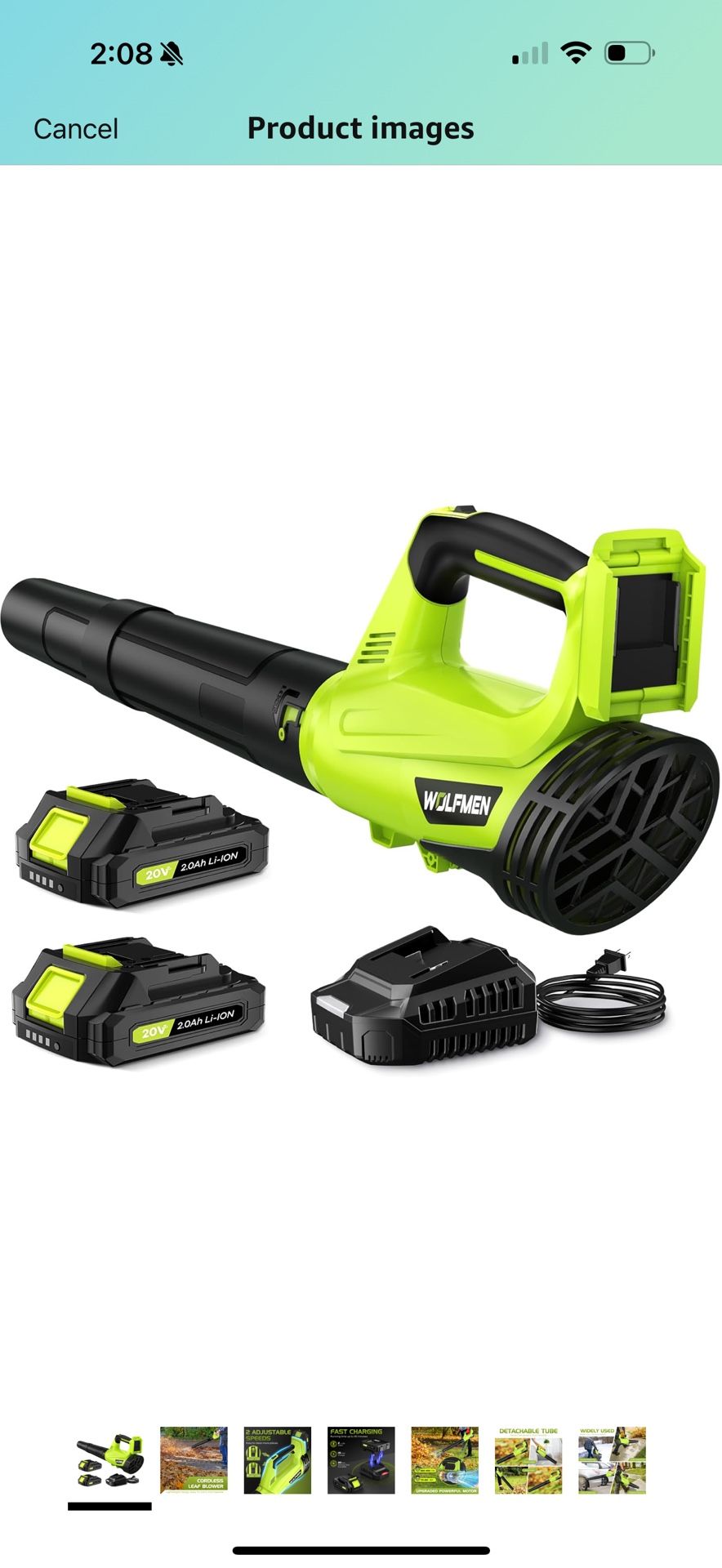 Leaf Blower, Electric Cordless Leaf Blower with 2 Batteries and Charger, 2 Speed Mode, Lightweight Leaf Blowers for Blowing Leaves, Patio Cleaning, La