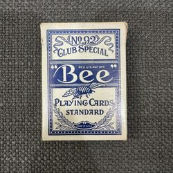 Vtg Blue Bee Playing Cards No. 92 Club Special Back No. 67 Cambric Finish