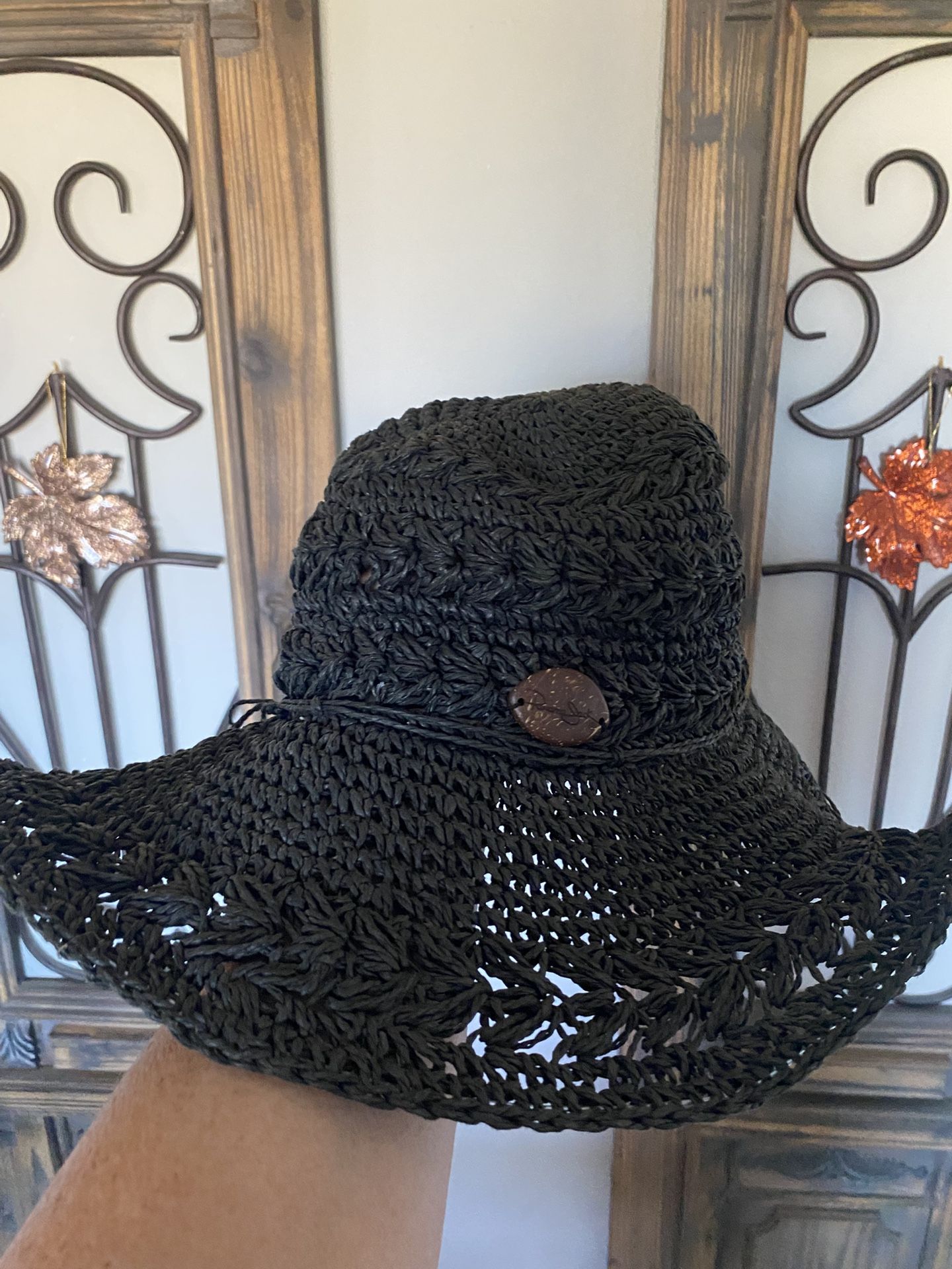 Cute Black Panama Jack Crochet Hat