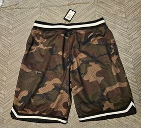 Camo Mesh Basketball Shorts with Tags