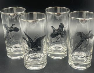Vintage Federal Sportsman Silver Rimmed 5.5” Tumblers