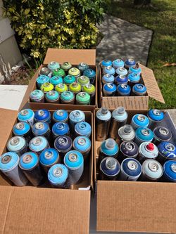 Spray paint cans graffiti art loop Italy metallic pinks blues greens