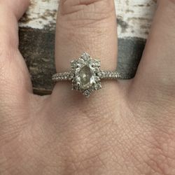 Now + Forever Oval-Cut Diamond Starburst Halo Engagement Ring 1-1/8 ct tw 14K White Gold