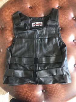 Leather motoboss riding vest