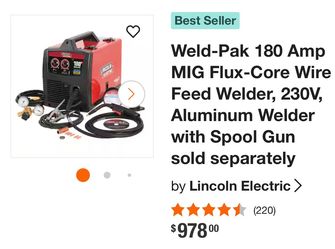 Lincoln Electric 180HD Weld-Pak Mig/Flux Corded Wire Feed Welder