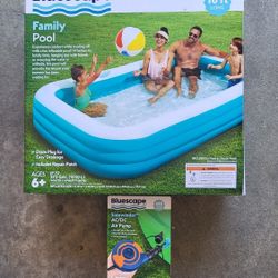 Family Pool 10 Ft. Long AND Air Pump New ( Price Firm!!)