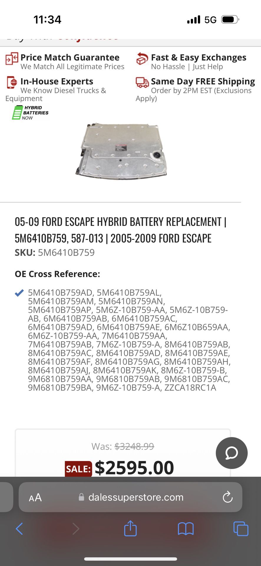 05-09 Ford Escape Hybrid Battery 