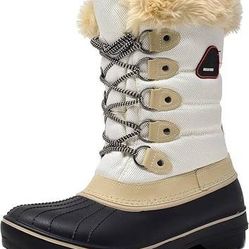 NEW Size 5 Women Insulated Winter Snow Boots DREAM PAIRS - Beige Mid Calf