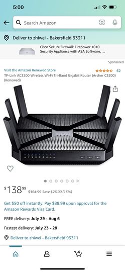 TP-Link AC3200 Wireless Wi-Fi Tri-Band Gigabit Router (Archer C3200) 