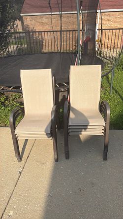 Outdoor Patio Stackable Chairs Set