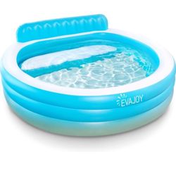 New In Box Large Inflatable Pool With Bench 10 Feet