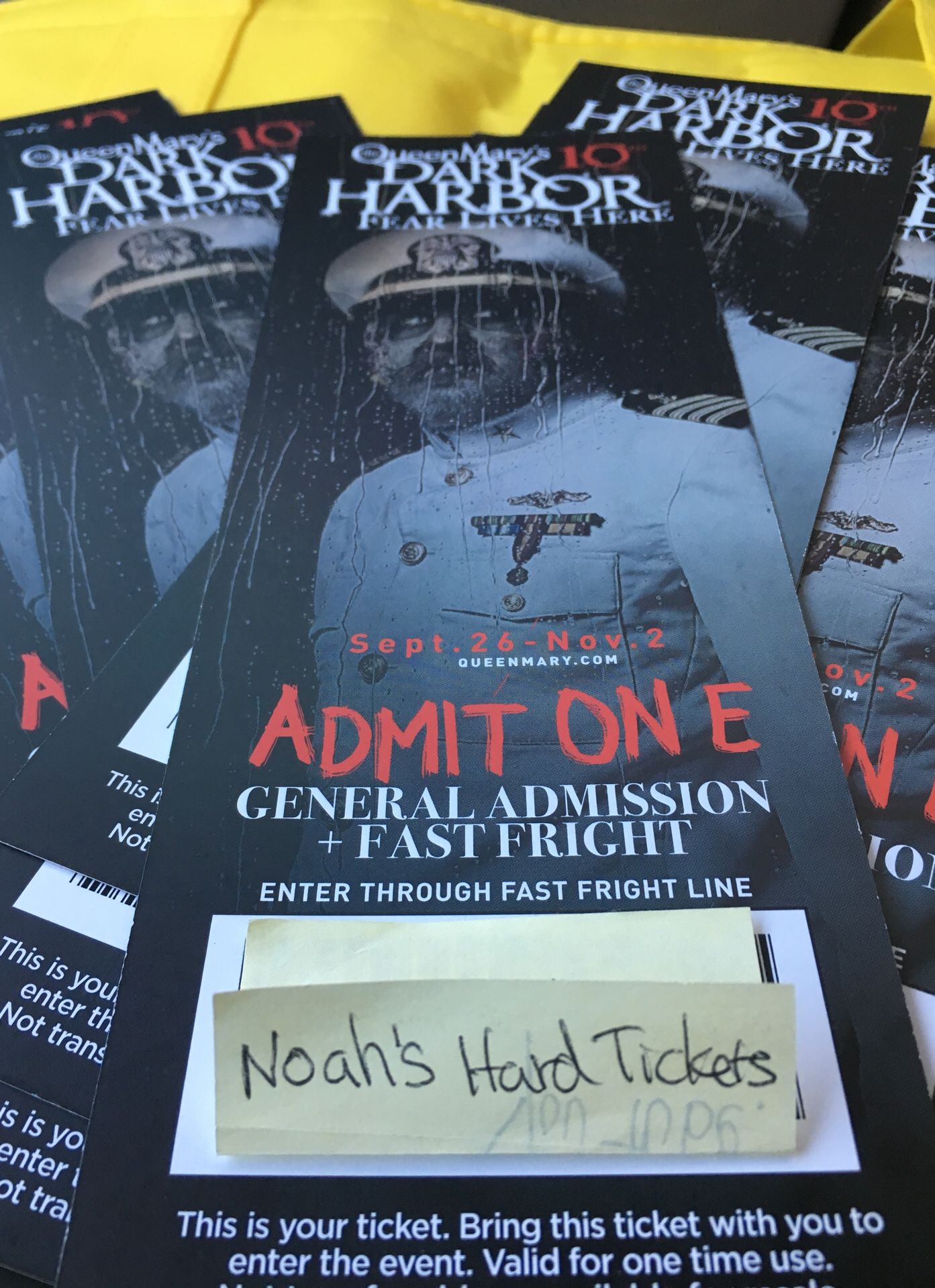 $49 each QUEEN MARY DARK HARBOR FRONT OF THE LINE TICKETS
