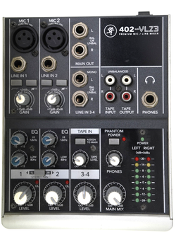 Mackie 402-VLZ3 Premium 4-Channel Mic & Line Mixer, with cords