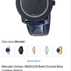 Movado Bold watch featuring a black dial with surrounding crystals 
