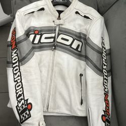 Motorcycle jacket - ICON White Leather 