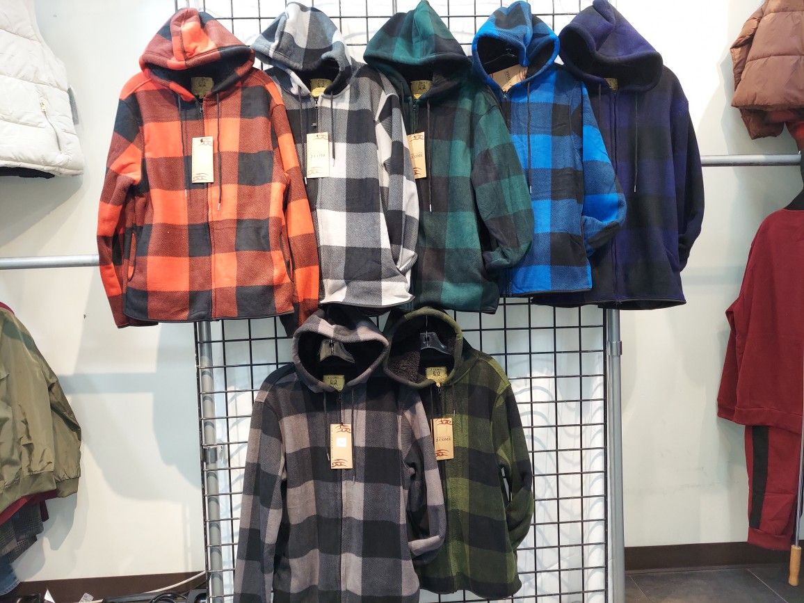 Mountain Creek Hooded Checker Fleece Zip Jackets