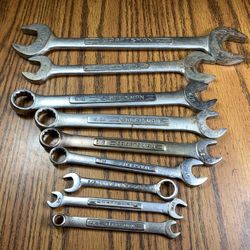 9 Vintage Craftsman Wrenches 1/4”-1”, Open-End,Combination Wrench Mechanic Tools