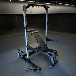 Brand New Olympic Squat Rack Cage Bench Press + Adjustable Commercial  Weight Bench  Home Gym Equipment 