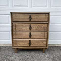 Vintage Mid Century MCM Solid Wood Chest of Drawers Dresser 