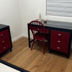 Red and Navy Blue Childs Bedroom Furniture Set - 6 piece