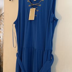 Michael Kors Dress  Blue With Gold Accents Size 1x New With Tags