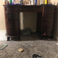 Wood Desk With Drawers