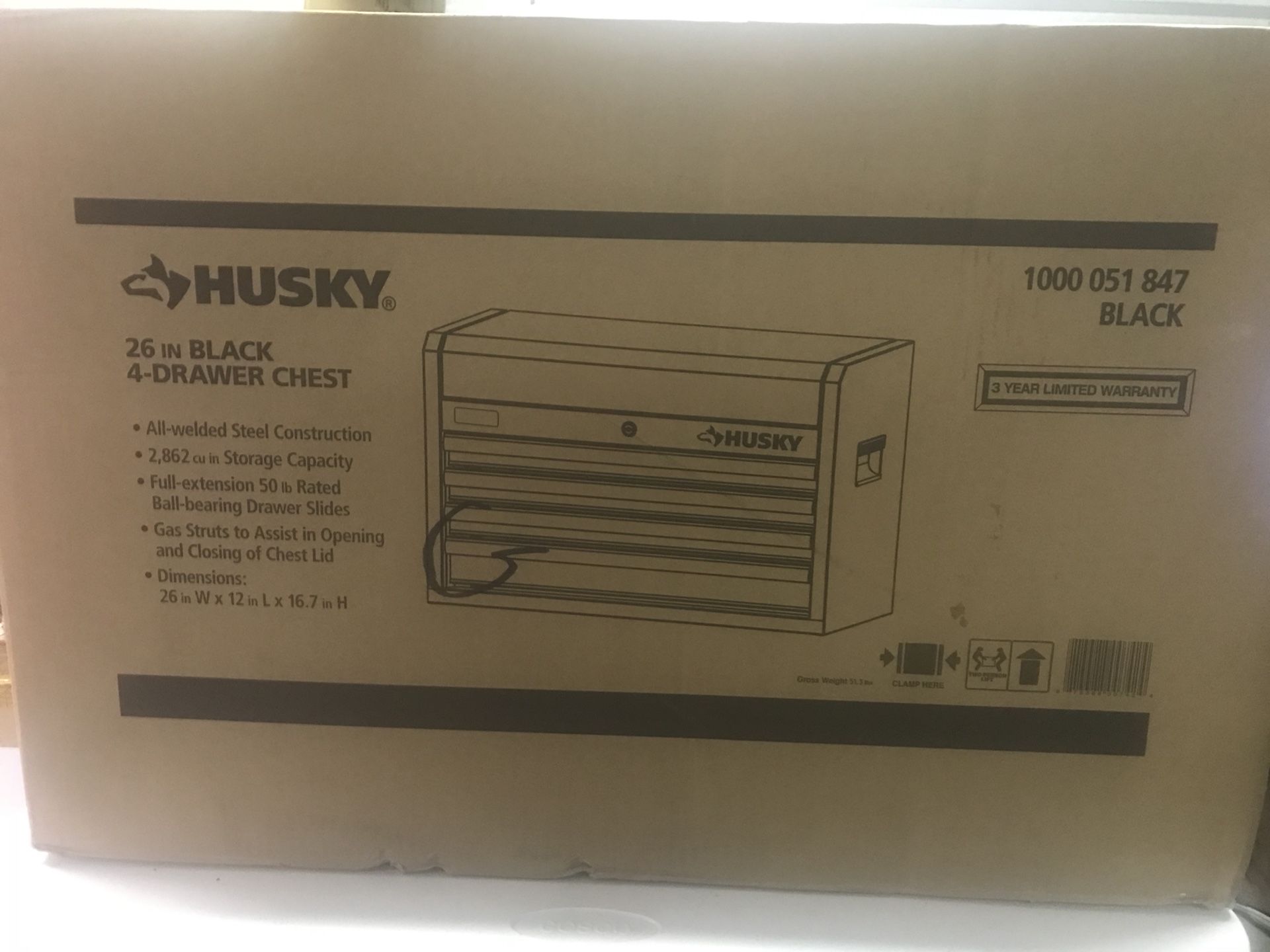 Husky 26 inch Black 4-Drawer Tool Chest