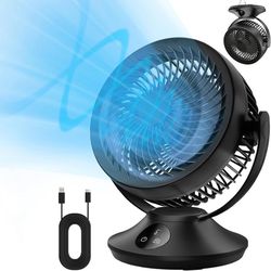 new 12000mAh Rechargeable Desk Fan,Portable Table Air Circulator Fan for Whole Room- 6 Speeds,360° Tilt,90° Oscillation,3 Timer Modes,Personal Quiet C