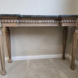 Antique Wood and Marble Console Table