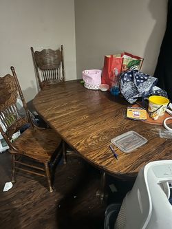 Antique Oak Dining Table with 4 Chairs