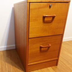 Teak 2-drawer File Cabinet with Rails for Folders