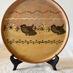 Seminario Urabamba Cusco Peru Clay Pottery-Hand Crafted & Painted Plate/Trivet/Decor- Marked-10.5"