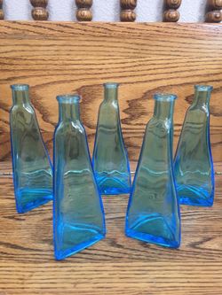 Lot of 5 Unique Blue Bottles