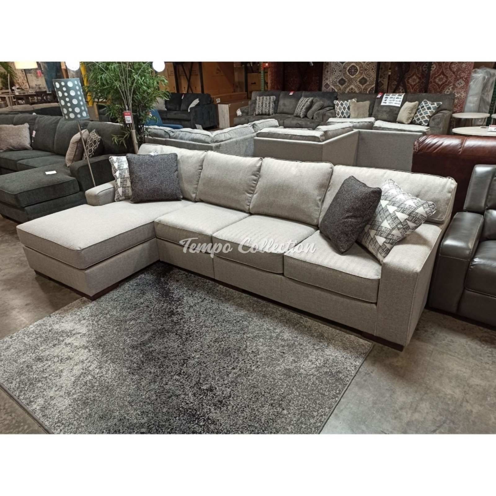 Nuvella Easy Care Fabric, L Shaped Sectional, Slate Color, SKU#1041902L3P
