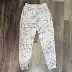 White Jogger Pants with Black Print