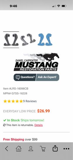 Mustang cobra emblems NEW
