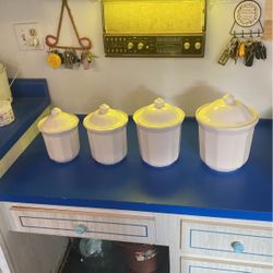 Ceramic kitchen canister set.