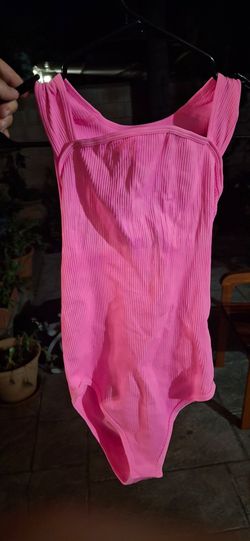 OQQ Women's Hot Pink Ribbed Sleeveless Bodysuit – Size Small (S)