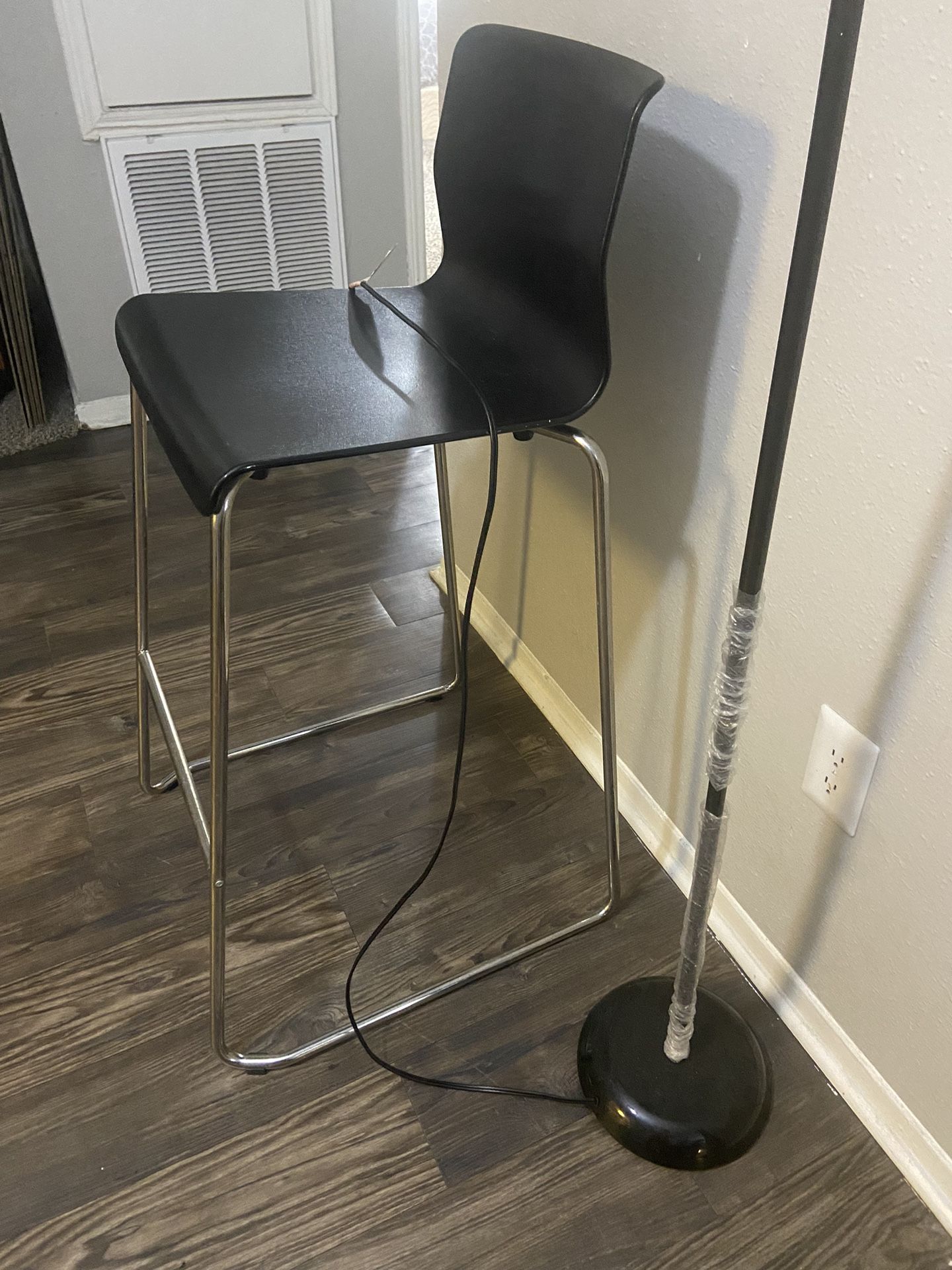 Bar Stool, Floor Lamp, Folding Desk