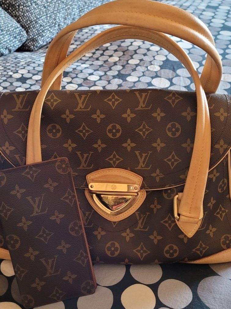 Authentic Louis Vuitton Monogram Canvas Beverly GM Bag & Wallet