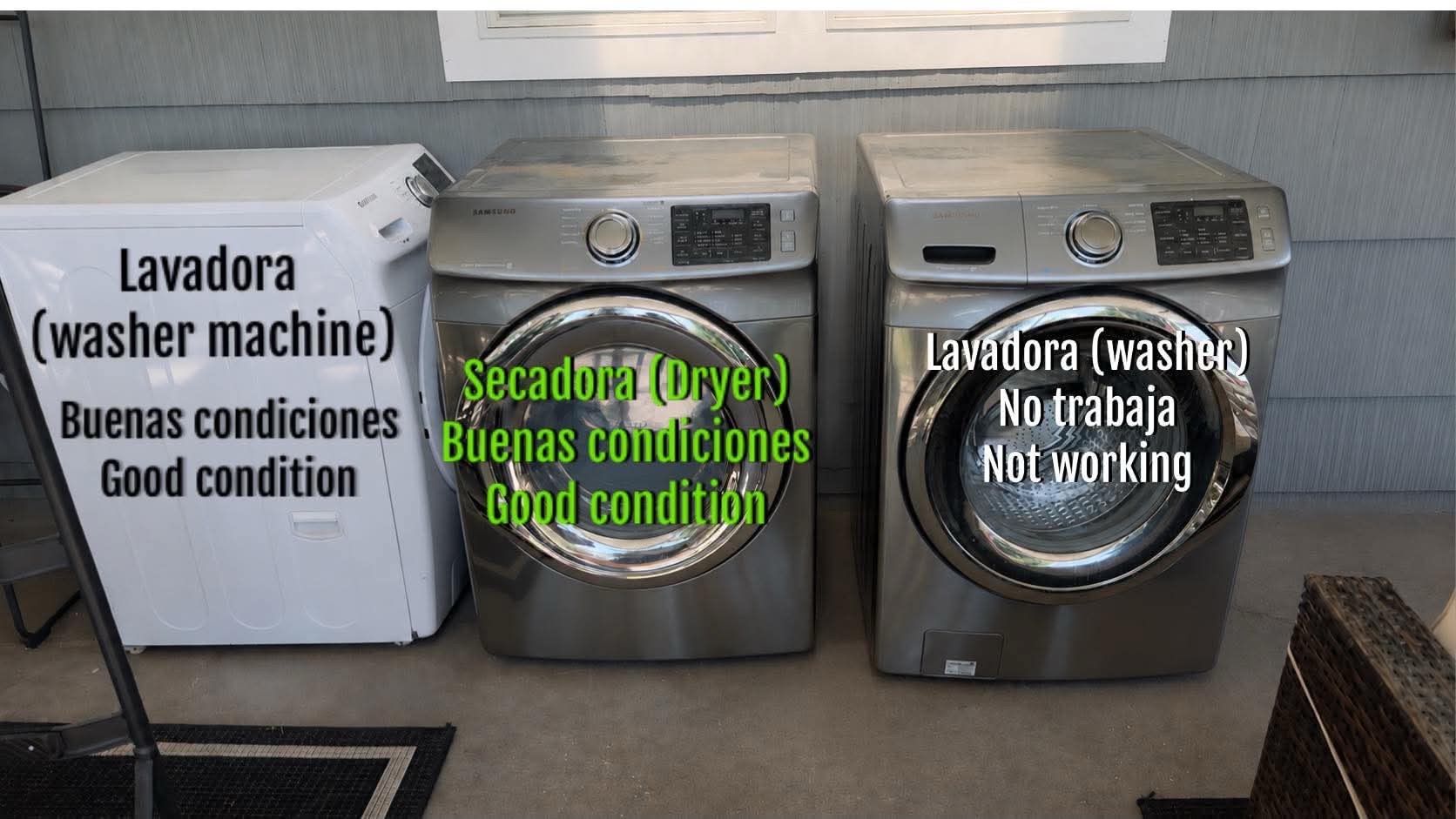 150.00 for both White washer and gray dryer