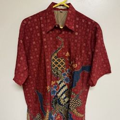 CA. BATIK IRFAN SHIRT. SOLO INDONESIA. HIDDEN BUTTONS SO COULD BE MEN’s Or WOMEN’s XXL